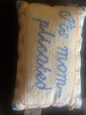 “It’s mom-plicated Embroidered Decorative Pillow in Cream and Blue